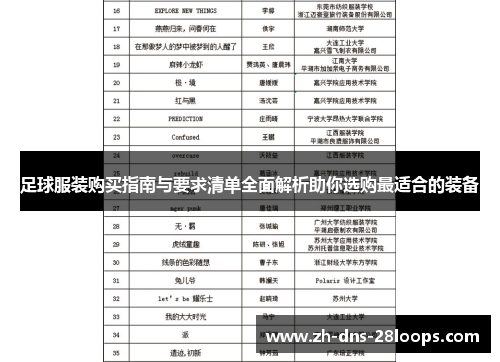 足球服装购买指南与要求清单全面解析助你选购最适合的装备